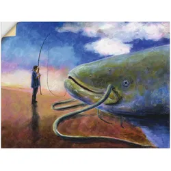 Artland Wandbild »Einen dicken Fisch an Land ziehen«, Wassertiere, (1 St.), als Leinwandbild, Wandaufkleber in verschied. Größen Artland Farbe Bild(er): blau