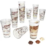 MamboCat Latte-Macchiato-Glas 12x Candy Latte Macchiato Gläser 380ml Schrift-Dekor stapelbar, Glas