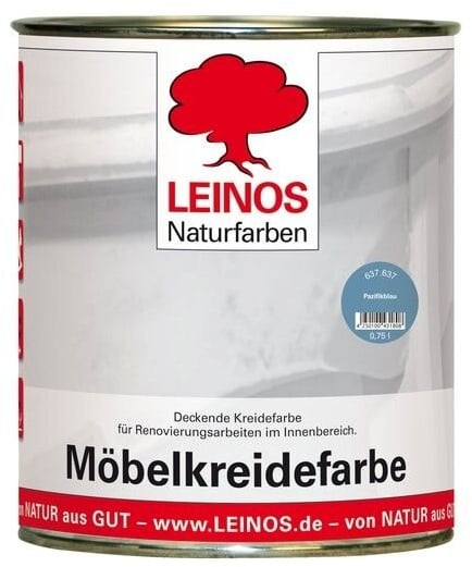 Leinos Möbelkreidefarbe 637 Pazifikblau - 0,75 l Dose