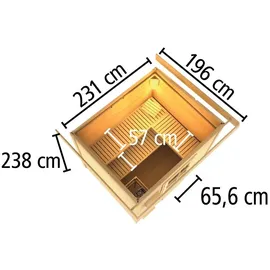 Karibu Saunahaus Hytti 3 terragrau Energiesparende Saunatür Ohne Ofen inkl. 8-teiligem gratis Zubehörpaket (Gesamtwert 191,92€)
