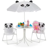 Relaxdays Kindersitzgruppe, mit Schirm Weiß,Schwarz