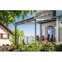 Gutta Terrassendach Premium 309 x 306 cm anthrazit / Polycarbonat weiß gestreift