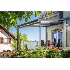 Gutta Terrassendach Premium 309 x 306 cm anthrazit / Polycarbonat weiß gestreift