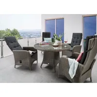 Destiny PALMA LUNA«, 4x Hochlehner, 1x Tisch, inkl. Auflagen), Aluminium, Polyrattan