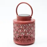 MARELIDA LED Solar Laterne Fächer Muster Garten Solarlampe für Terrasse Balkon rot