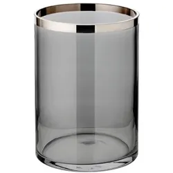 EDZARD Windlicht Zeus (Höhe 25 cm), dunkles Kristallglas mit Platinrand