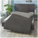 Traumschlaf Melange Flanell Bettwäsche Streifen Doubleface Kissenbezug 40x80 cm - grau;beige