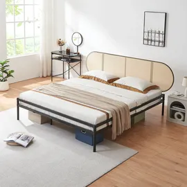 [en.casa] Metallbett Linköping 180 x 200 cm mit ovalem Kopfteil + Matratze