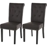 MCW 2er-Set Esszimmerstuhl Chesterfield Edinburgh II, Stuhl Küchenstuhl, Nieten ~ Kunstleder, coffee, dunkle Beine