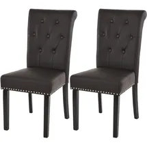 MCW 2er-Set Esszimmerstuhl Chesterfield Edinburgh II, Stuhl Küchenstuhl, Nieten ~ Kunstleder, coffee, dunkle Beine