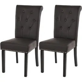 MCW 2er-Set Esszimmerstuhl Chesterfield Edinburgh II, Stuhl Küchenstuhl, Nieten ~ Kunstleder, coffee, dunkle Beine