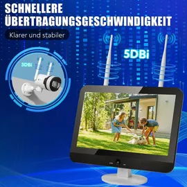 LuVision Dual WLAN PTZ Überwachungssystem mit Monitor 5MP, Mikrofon, Sirene, Nachtsicht, Bewegungsverfolgung 2 Kameras