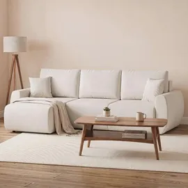 Homcom Ecksofa mit Schlaffunktion 3er Schlafsofa mit Umkehrbarer Chaiselongue - Creme
