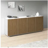 INOSIGN Sideboard »Vega Sideboard,Kommode,200 cm«, mit 4 Türen,Fronten mit Rillen-Optik, weiß