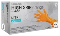 SolidSafety HIGH GRIP Nitrilhandschuhe, puderfrei, orange 081310-S , 1 Karton = 10 Packungen à 50 Stück, Größe S