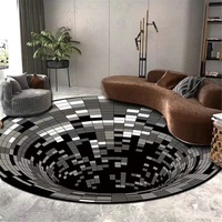 GOODLUKY Vortex-Illusions-Teppich rutschfest 3D Dreidimensionaler Effekt Teppich Abstrakte Schwarz-Weiße Teppiche Fußmatten 3D Teppich Optische Täuschung Für Schlafzimmer Wohnzimmer,100cm/39 inch