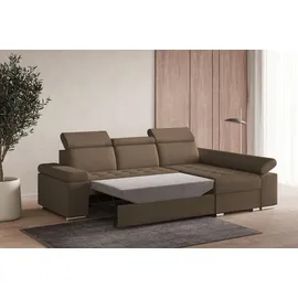 e-meubles Ecksofa mit Schlaffunktion, verstellbaren Kopfstützen - Bettkasten – Modernes Schlafsofa mit Stauraum - Ecksofa Luka Braun (twist 06), Rechts)