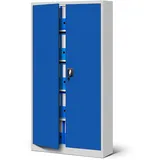 Jan Jan 185 x 90 x 40 cm Metall Aktenschrank Abschließbar mit 2 Türen Mehrzweckschrank mit 5 Ebenen aus Stahlschrank mit Pulverbeschichtung Grau-Blau