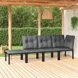 vidaXL Garten-Lounge-Set 4-tlg. schwarz/grau