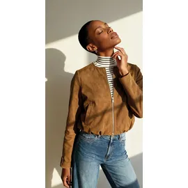 Zero Jackenblazer "Damen mit Reißverschluss", Damen, Gr. 42, bright tobacco, Obermaterial: 95% Polyester, 5% Elasthan. Füllung:, unifarben, figurumspielend normal, Rundhals, weit, Blazer, Plain/ohne Details