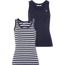 delmao Tanktop DELMAO, Damen, Gr. 40/42, blau (marine, weiß), Obermaterial: 100% Baumwolle, geringelt, gestreift, unifarben, Basic, sehr figurbetont hüftlang, Rundhals, Tops Tanktop, in unterschiedlichen Varianten