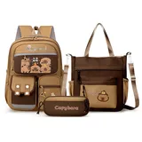 WANWEN Capybara Rucksack Kinder, Capybara Rucksack Set, Wasserdicht, Ergonomisch, Leicht, Geeignet für Jungen und Mädchen, Geeignet für Schule und Freizeit (C)