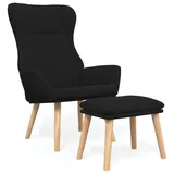 vidaXL Relaxsessel mit Hocker Polyester 80 x 100 x 80 cm Schwarz