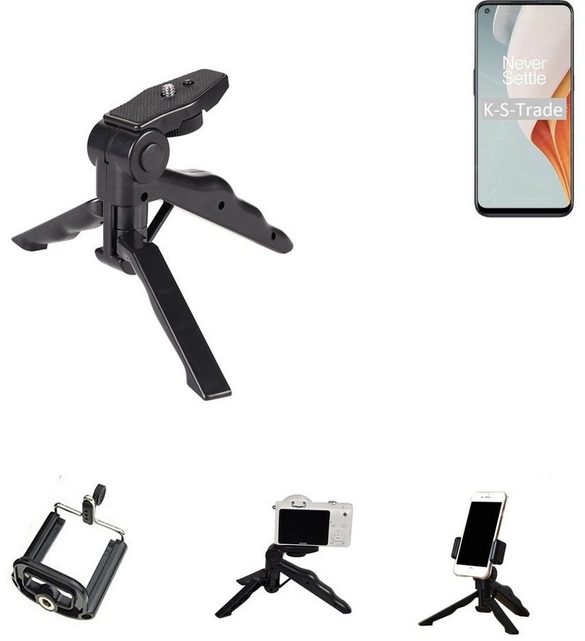 K-S-Trade für OnePlus Nord N100 Smartphone-Halterung, (Stativ Tisch-Ständer Dreibein Handy-Stativ Ständer Mini-Stativ) schwarz