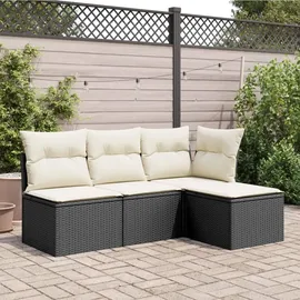 vidaXL Gartenhocker mit Kissen 55 x 55 x 37 cm schwarz