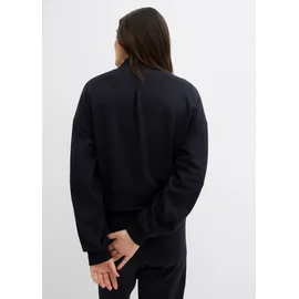 bonprix Blouson BONPRIX, Damen, Gr. 40/42 (M), schwarz, Sweatware, Obermaterial: 48% Polyester, 48% Viskose, 4% Elasthan, unifarben, oversize taillenbedeckt, Rippbündchen, Jacken Blouson, aus Sweatware mit Stehkragen und Eingriffstaschen