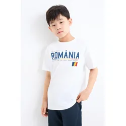 Rumänien-Kurzarmshirt, Weiß, 164