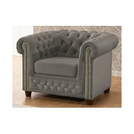 S-Style Chesterfield Polestergarnitur 3+1 Cleo Blink ¦ grau ¦ Maße (cm): B: 203 H: 72