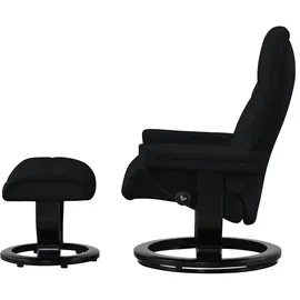 Stressless Relaxsessel Leder 75 x 100 x 73 cm Schwarz mit Hocker