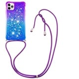 KRjcsfhy Handykette Hülle für Samsung Galaxy A35 5G Glitzer Treibsand Necklace Hülle mit Kordel zum Umhängen Silikon Clear Handy Schutzhülle Bumper dünn Hülle mit Band Case zum umhängen Lila-blau