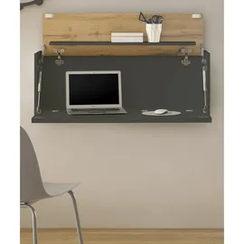 furn.design Sekretär Grau, Eiche Wotan 100 cm, Wandschrank mit klappbarem Oberboden | Gr.: onesize