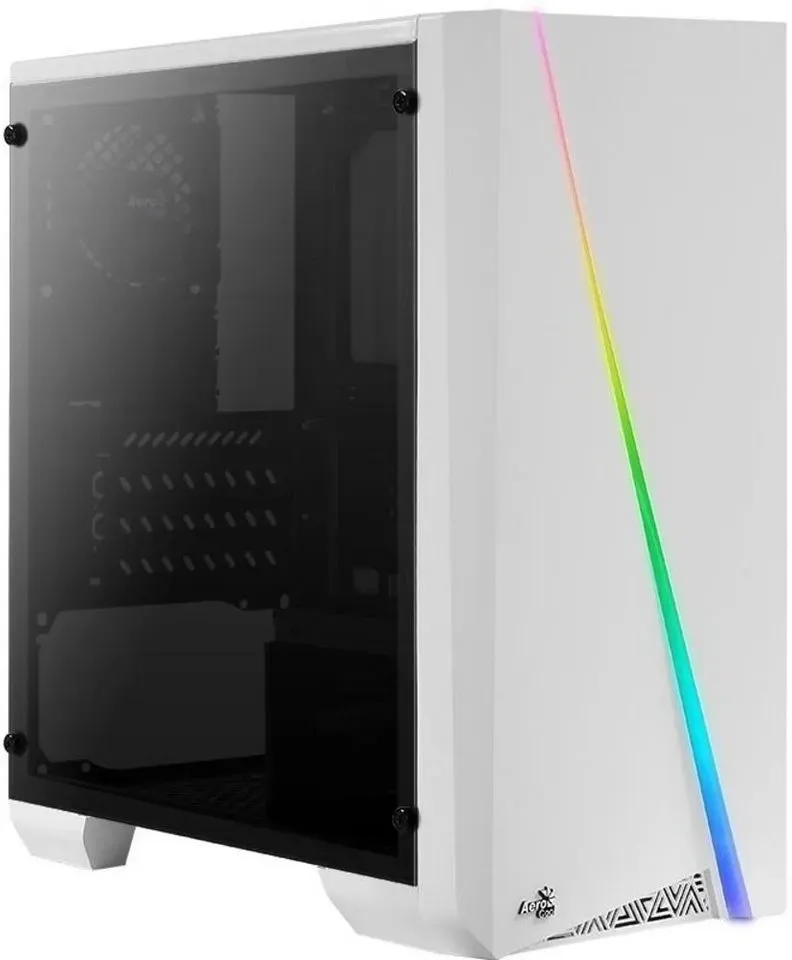 Aerocool PC-Gehäuse Cylon Mini-Tower PC-Gehäuse, (1 St), Gaming-Gehäuse, Weiß, mit Acryl Seitenfenster, RGB-LED-Frontbeleuchtung weiß