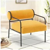 LuxusKollektion Loungesessel Sessel Loungesessel Cocktailsessel Teddysessel Lammwolle Gelb
