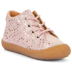 Lauflernschuh FRODDO "OLLIES S LACES", Kinder, Gr. 22, silber (rosa, silberfarben), Leder, metallic, klassisch, Schuhe, Barfußschuh, Kinderschuh mit herausnehmbarer Innensohle
