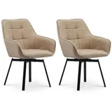 LuxusKollektion Esszimmerstuhl Esszimmerstuhl Polsterstuhl Drehstuhl 2er Set Kunstleder Beige beige