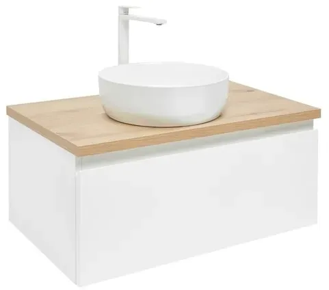 SAT Badezimmerschrank mit Waschbecken B-Way 79x30x45 cm Weiß Glanz BWAY80WDOAKU2B