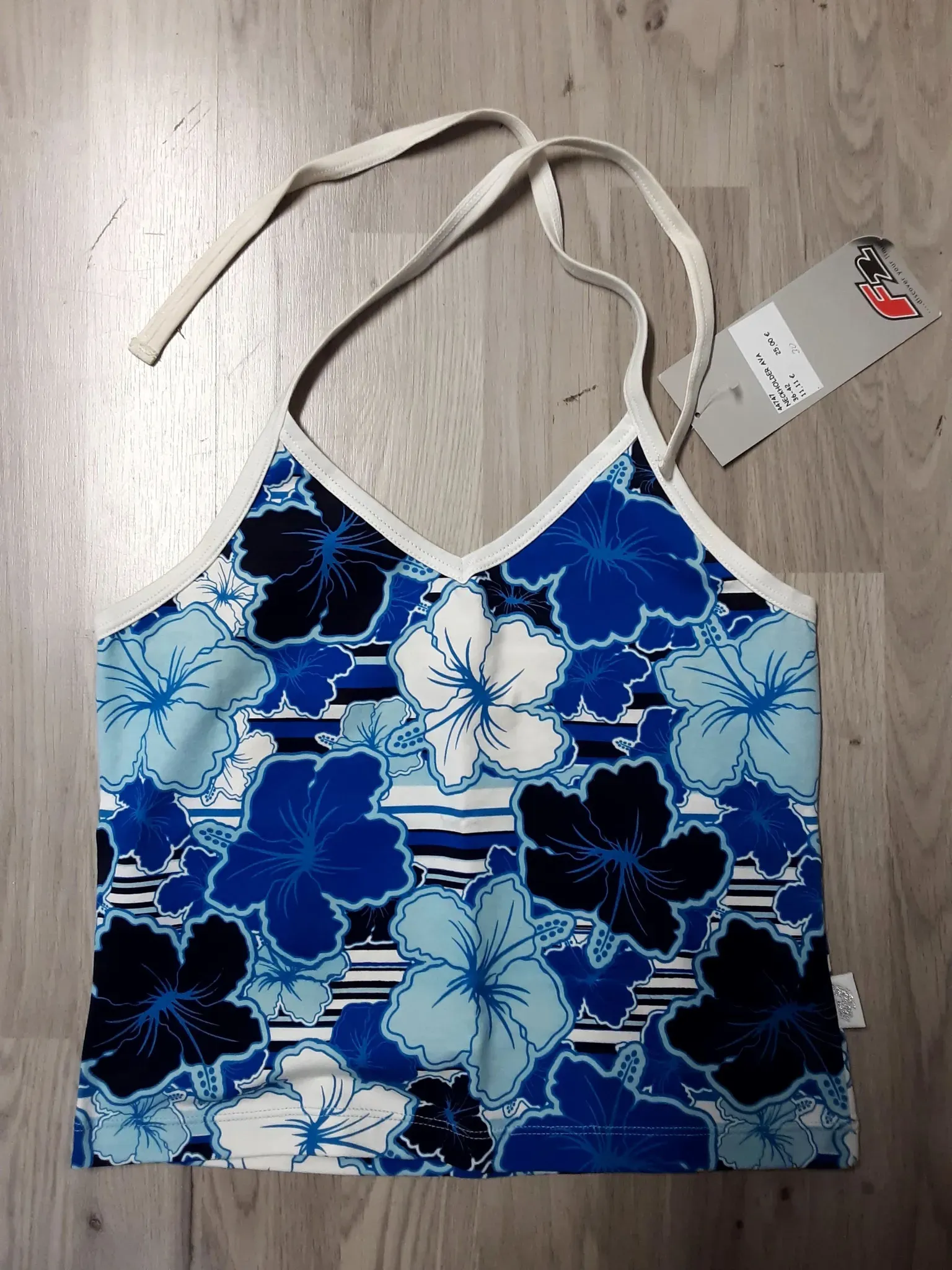 F2 Neckholder Ava blue Damen top weich Sommer Sonne Oberteil, Größe: M