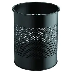 Durable Metall Papierkorb rund, 14,7 Liter hoch schwarz,aus perforiertem Stahl