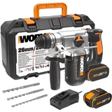Worx WX392 Akku-Bohrhammer – 20V Profi Werkzeug – 3-in-1 Bohrer, Hammerbohrer & Meißel – Rechts- & linksdrehend und mit SDS-Plus Schnellspannbohrfutter – PowerShare kompatibel