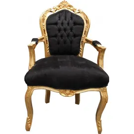 Casa Padrino Barock Esszimmerstuhl Baumwolle Schwarz/Gold