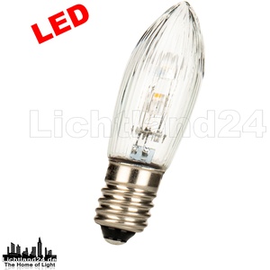 E10 -  geriffelte LED Spitzkerze 10-55 V  0,2W 13,5x45mm Schwibbogen Weihnachten