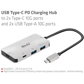 Club 3D CSV-1543 USB-C® 4 Ports und 2x USB-Typ-A 10G Ports