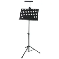 McGrey Orchesterpult Set mit Premium LED-Leuchte (höhenverstellbarer Notenständer inkl. LED-Notenpultleuchte) Schwarz