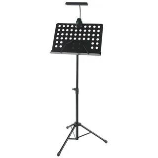 McGrey Orchesterpult Set mit Premium LED-Leuchte (höhenverstellbarer Notenständer inkl. LED-Notenpultleuchte) Schwarz