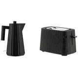 Alessi Plissé Bundle Elektrischer Wasserkocher und Toaster schwarz