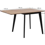Smuk Esstisch mit Klappbarer Platte 80-120 cm Roxan Eiche - Schwarz - Braun